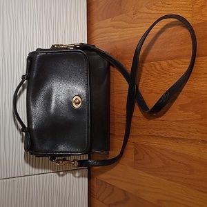 Coach Court 9870 Black Leather Top Handle Bag with Strap